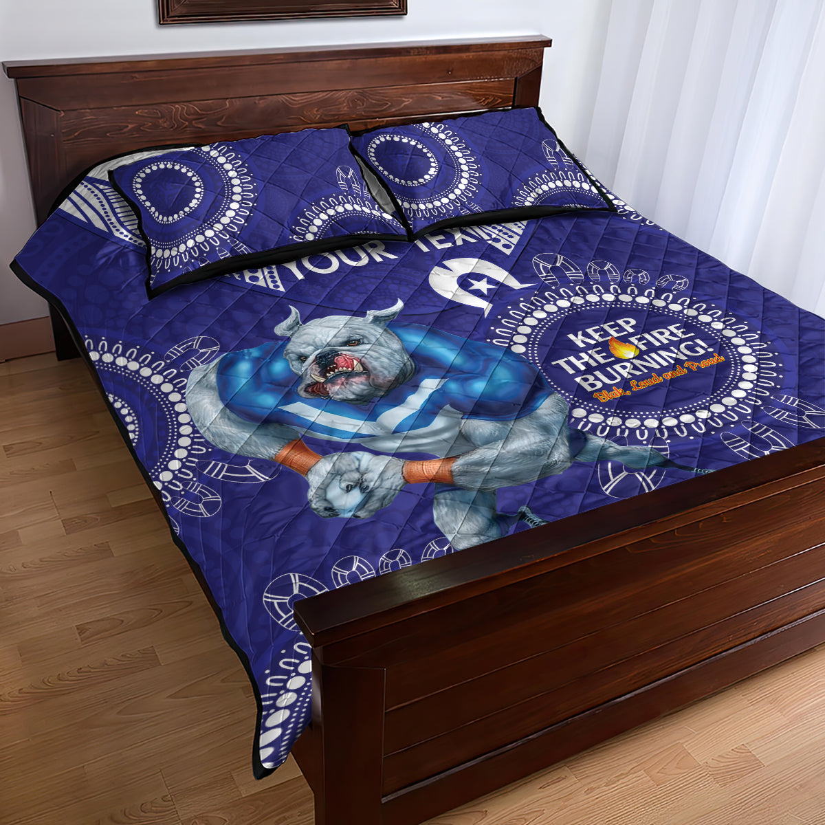Custom NRL Bulldogs NAIDOC Week Quilt Bed Set Keep The Fire Burning Indigenous Art