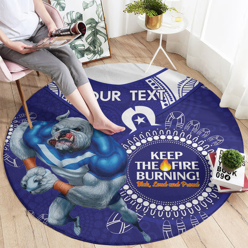 Custom NRL Bulldogs NAIDOC Week Round Carpet Keep The Fire Burning Indigenous Art