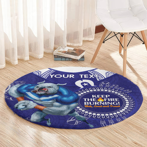 Custom NRL Bulldogs NAIDOC Week Round Carpet Keep The Fire Burning Indigenous Art