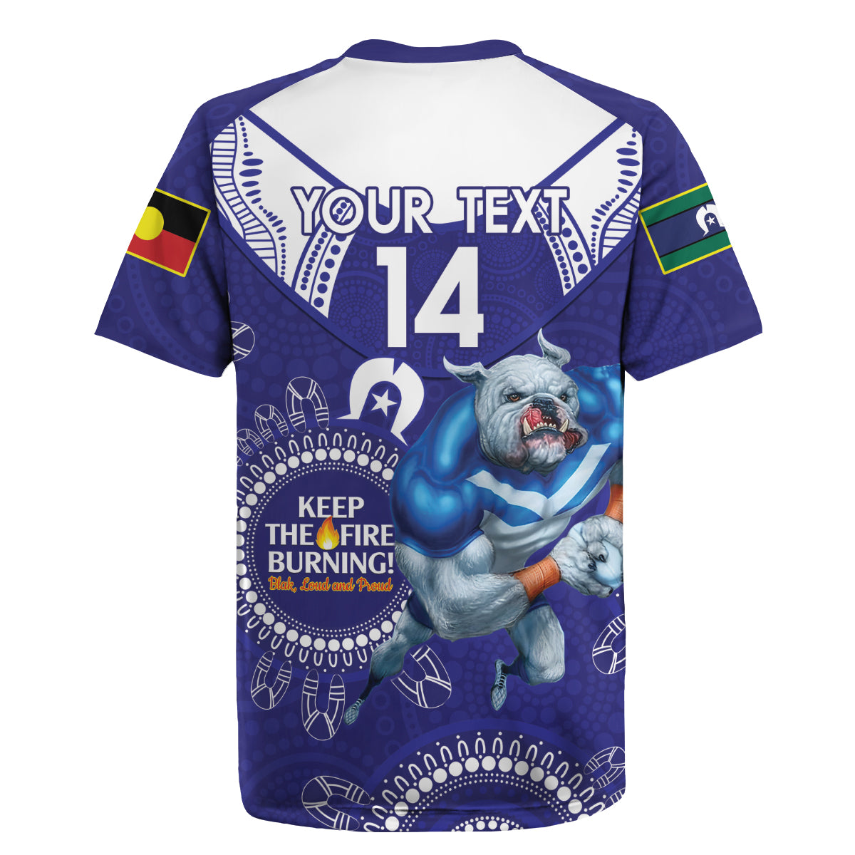 Custom NRL Bulldogs NAIDOC Week Rugby Jersey Keep The Fire Burning Indigenous Art