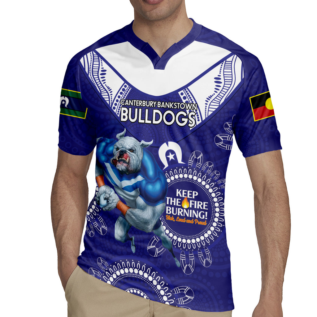 Custom NRL Bulldogs NAIDOC Week Rugby Jersey Keep The Fire Burning Indigenous Art