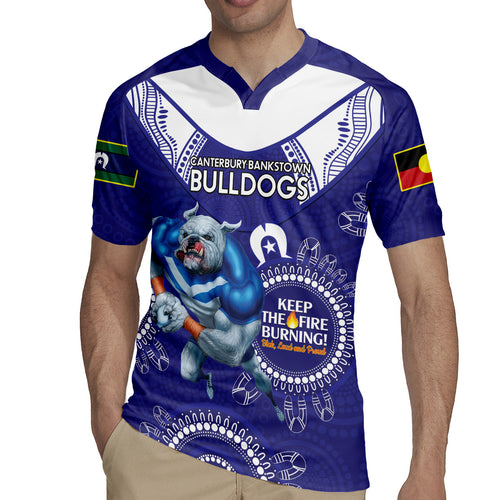 Custom NRL Bulldogs NAIDOC Week Rugby Jersey Keep The Fire Burning Indigenous Art