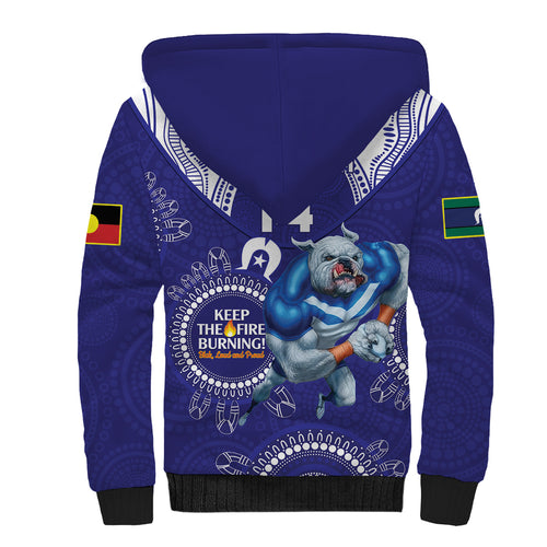 Custom NRL Bulldogs NAIDOC Week Sherpa Hoodie Keep The Fire Burning Indigenous Art