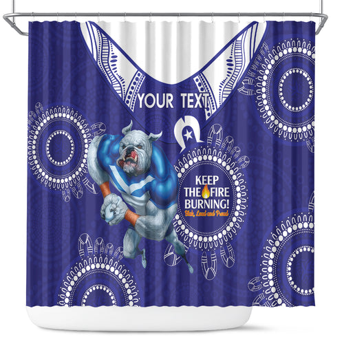 Custom NRL Bulldogs NAIDOC Week Shower Curtain Keep The Fire Burning Indigenous Art