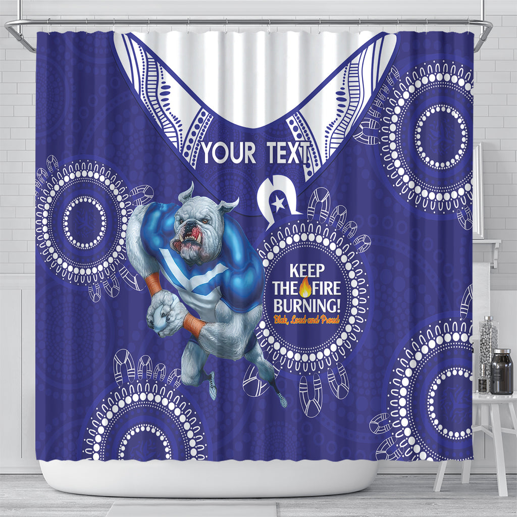 Custom NRL Bulldogs NAIDOC Week Shower Curtain Keep The Fire Burning Indigenous Art