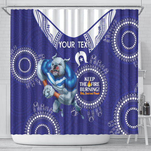 Custom NRL Bulldogs NAIDOC Week Shower Curtain Keep The Fire Burning Indigenous Art