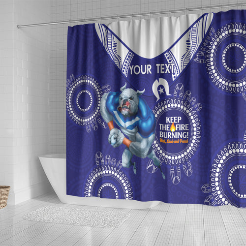 Custom NRL Bulldogs NAIDOC Week Shower Curtain Keep The Fire Burning Indigenous Art
