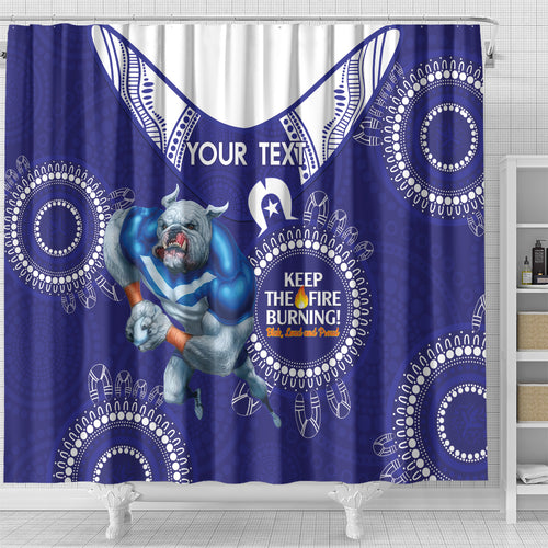 Custom NRL Bulldogs NAIDOC Week Shower Curtain Keep The Fire Burning Indigenous Art