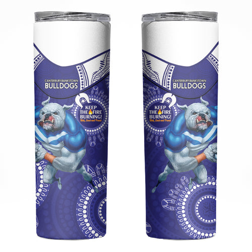 NRL Bulldogs NAIDOC Week Skinny Tumbler Keep The Fire Burning Indigenous Art