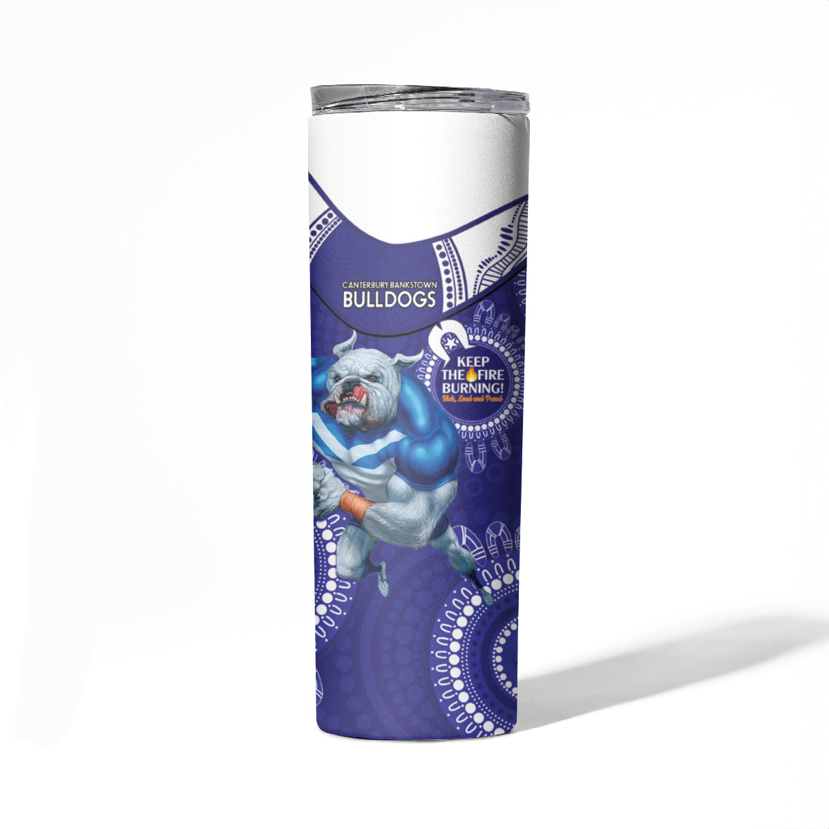 NRL Bulldogs NAIDOC Week Skinny Tumbler Keep The Fire Burning Indigenous Art