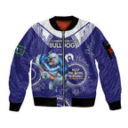 Custom NRL Bulldogs NAIDOC Week Sleeve Zip Bomber Jacket Keep The Fire Burning Indigenous Art