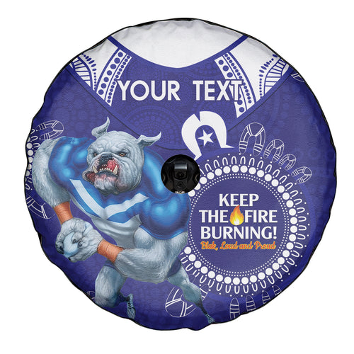 Custom NRL Bulldogs NAIDOC Week Spare Tire Cover Keep The Fire Burning Indigenous Art