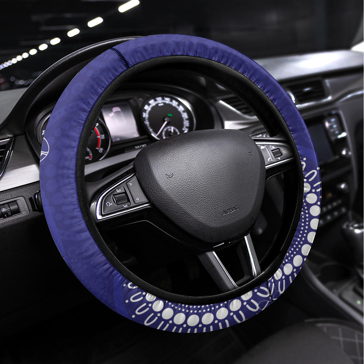 NRL Bulldogs NAIDOC Week Steering Wheel Cover Keep The Fire Burning Indigenous Art