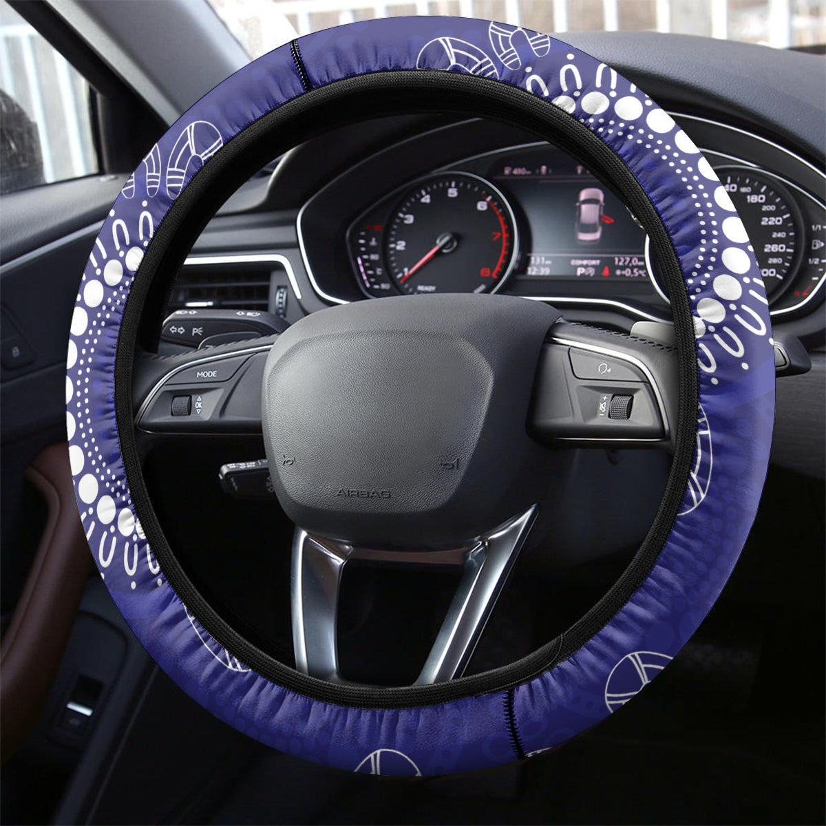 NRL Bulldogs NAIDOC Week Steering Wheel Cover Keep The Fire Burning Indigenous Art