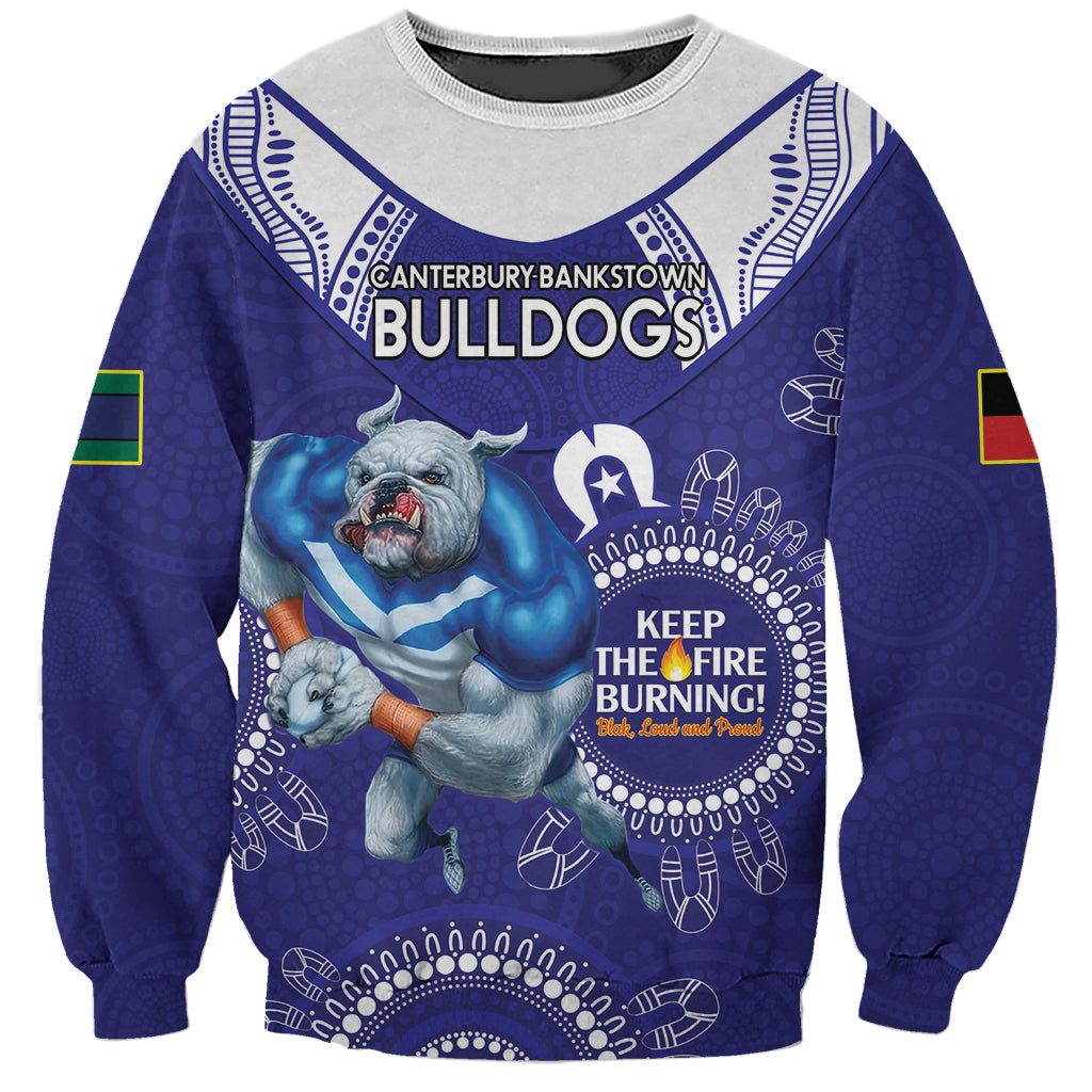 Custom NRL Bulldogs NAIDOC Week Sweatshirt Keep The Fire Burning Indigenous Art