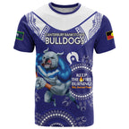 Custom NRL Bulldogs NAIDOC Week T Shirt Keep The Fire Burning Indigenous Art