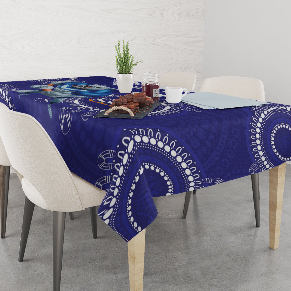 Custom NRL Bulldogs NAIDOC Week Tablecloth Keep The Fire Burning Indigenous Art