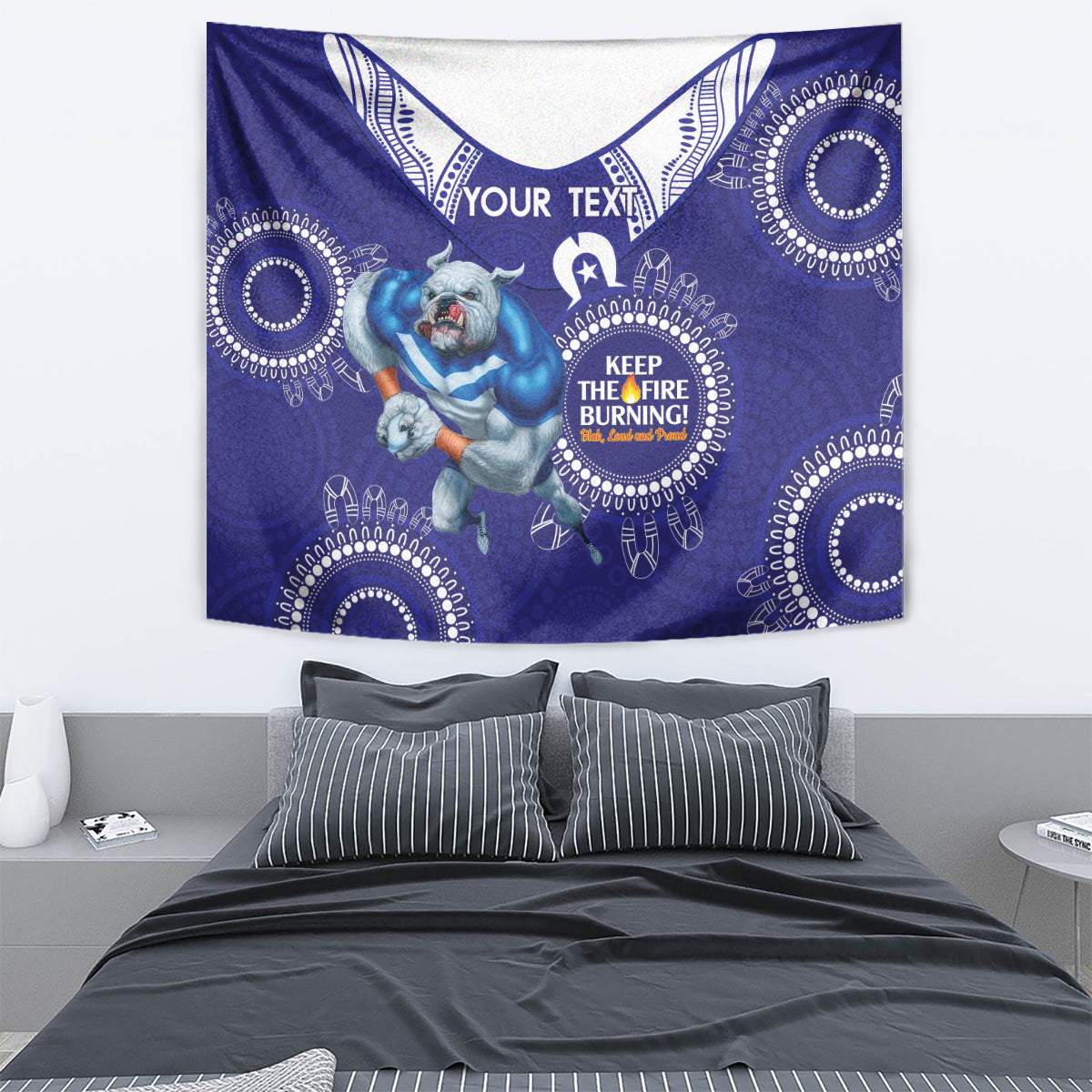 Custom NRL Bulldogs NAIDOC Week Tapestry Keep The Fire Burning Indigenous Art