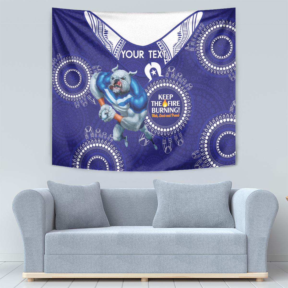 Custom NRL Bulldogs NAIDOC Week Tapestry Keep The Fire Burning Indigenous Art