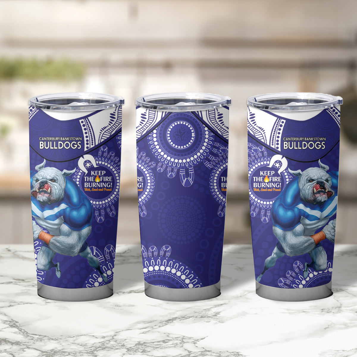 NRL Bulldogs NAIDOC Week Tumbler Cup Keep The Fire Burning Indigenous Art