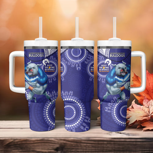 NRL Bulldogs NAIDOC Week Tumbler With Handle Keep The Fire Burning Indigenous Art