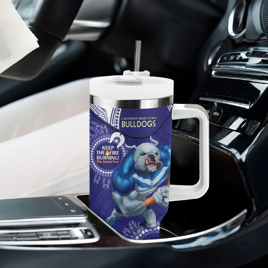 NRL Bulldogs NAIDOC Week Tumbler With Handle Keep The Fire Burning Indigenous Art