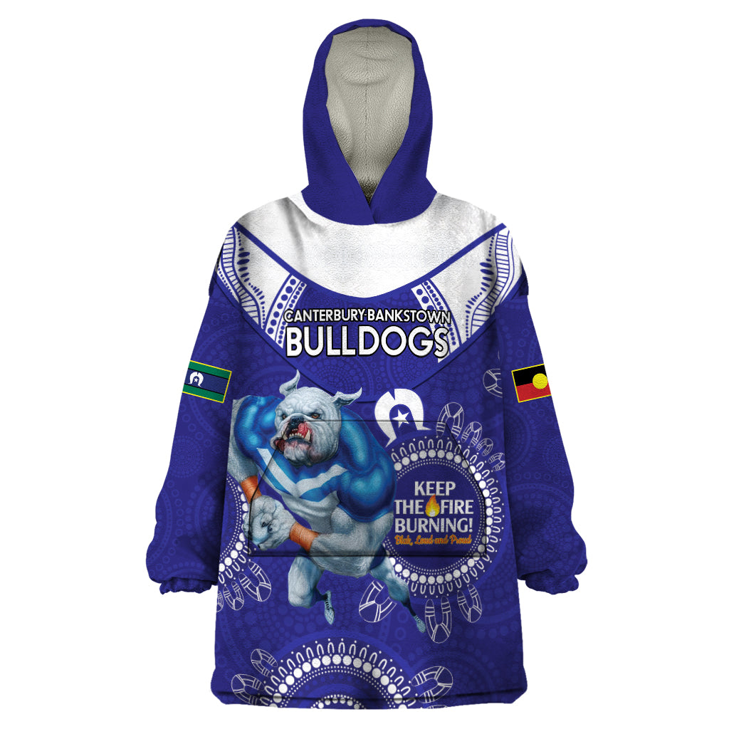 Custom NRL Bulldogs NAIDOC Week Wearable Blanket Hoodie Keep The Fire Burning Indigenous Art