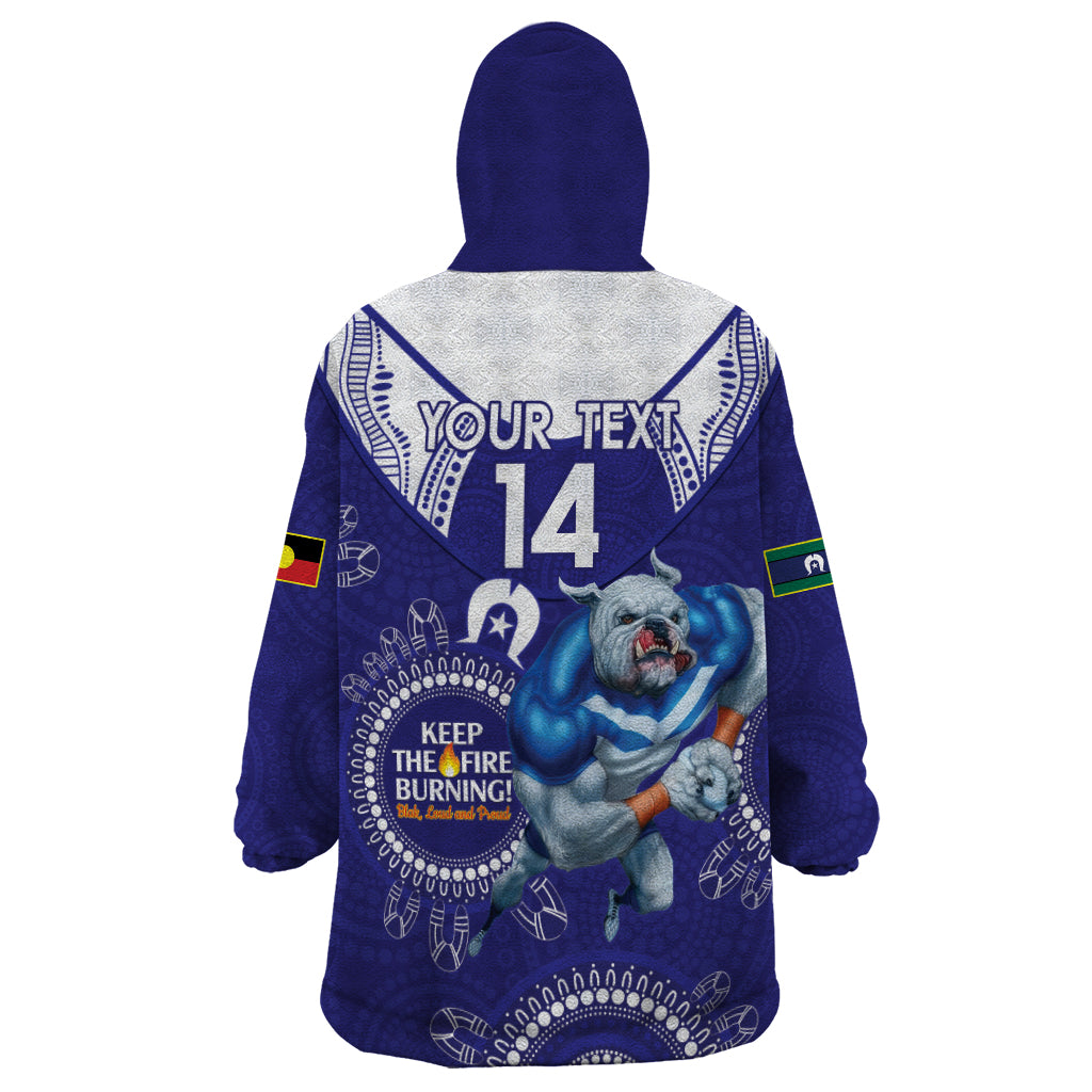 Custom NRL Bulldogs NAIDOC Week Wearable Blanket Hoodie Keep The Fire Burning Indigenous Art