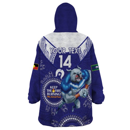 Custom NRL Bulldogs NAIDOC Week Wearable Blanket Hoodie Keep The Fire Burning Indigenous Art