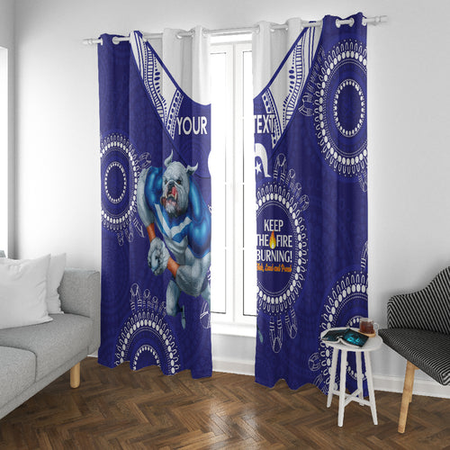 Custom NRL Bulldogs NAIDOC Week Window Curtain Keep The Fire Burning Indigenous Art