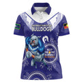 Custom NRL Bulldogs NAIDOC Week Women Polo Shirt Keep The Fire Burning Indigenous Art