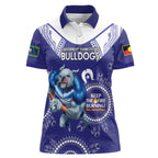 Custom NRL Bulldogs NAIDOC Week Women Polo Shirt Keep The Fire Burning Indigenous Art