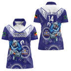 Custom NRL Bulldogs NAIDOC Week Women Polo Shirt Keep The Fire Burning Indigenous Art
