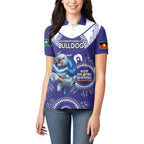 Custom NRL Bulldogs NAIDOC Week Women Polo Shirt Keep The Fire Burning Indigenous Art