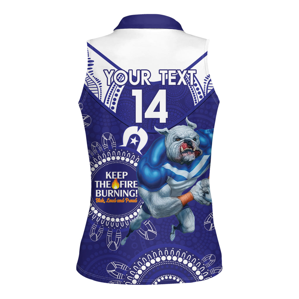 Custom NRL Bulldogs NAIDOC Week Women Sleeveless Polo Shirt Keep The Fire Burning Indigenous Art