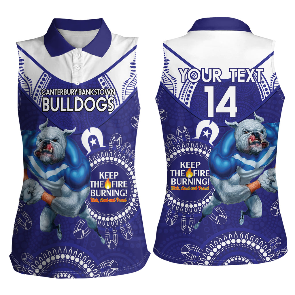 Custom NRL Bulldogs NAIDOC Week Women Sleeveless Polo Shirt Keep The Fire Burning Indigenous Art