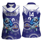 Custom NRL Bulldogs NAIDOC Week Women Sleeveless Polo Shirt Keep The Fire Burning Indigenous Art