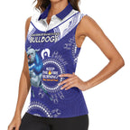 Custom NRL Bulldogs NAIDOC Week Women Sleeveless Polo Shirt Keep The Fire Burning Indigenous Art
