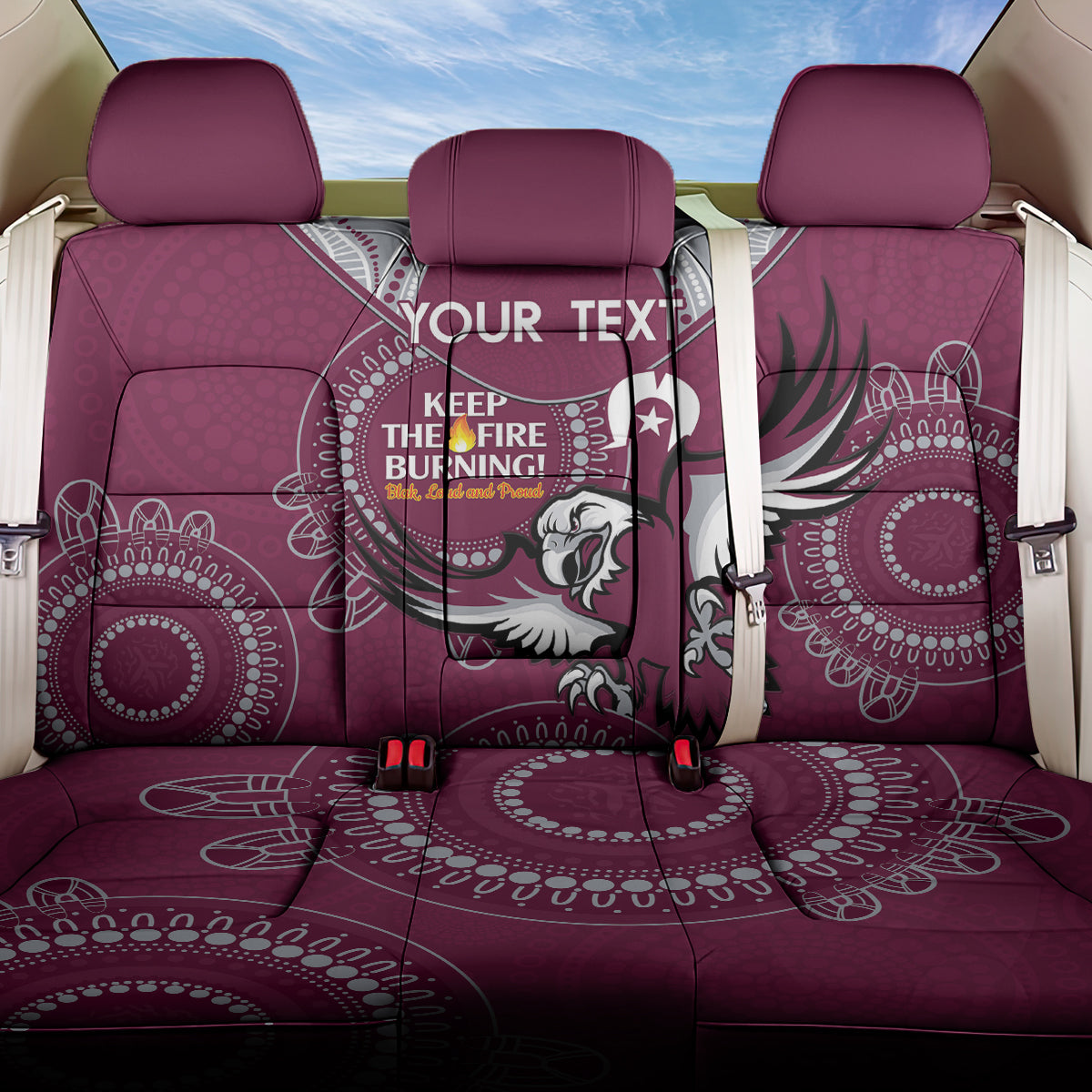 Custom NRL Sea Eagles NAIDOC Week Back Car Seat Cover Keep The Fire Burning Indigenous Art