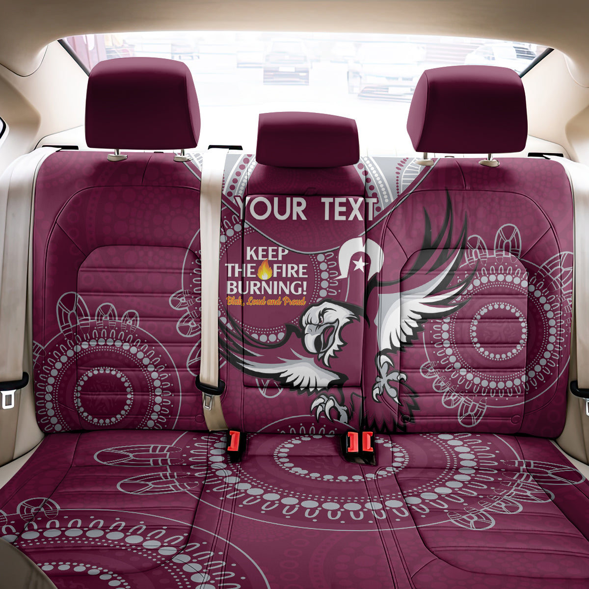 Custom NRL Sea Eagles NAIDOC Week Back Car Seat Cover Keep The Fire Burning Indigenous Art
