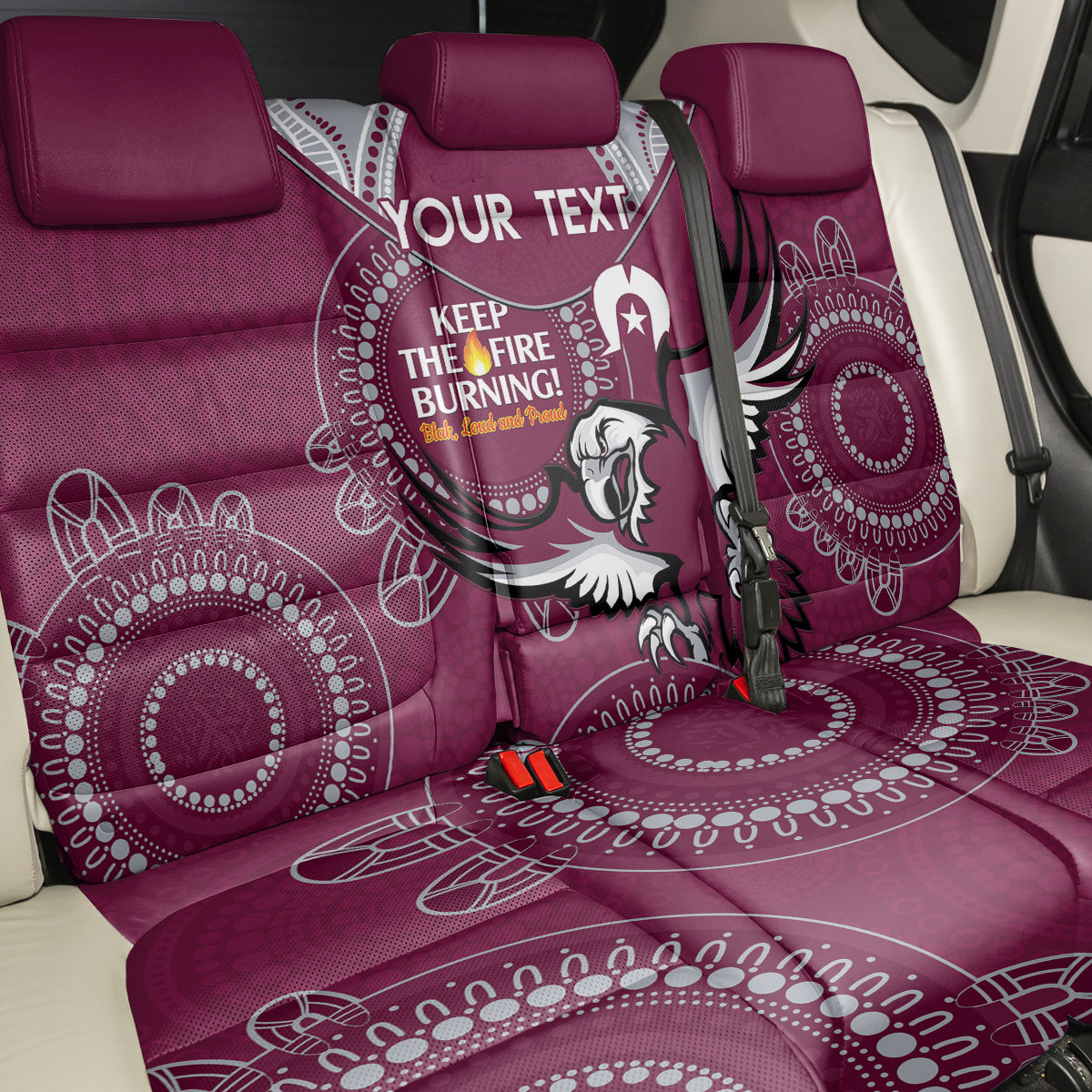 Custom NRL Sea Eagles NAIDOC Week Back Car Seat Cover Keep The Fire Burning Indigenous Art