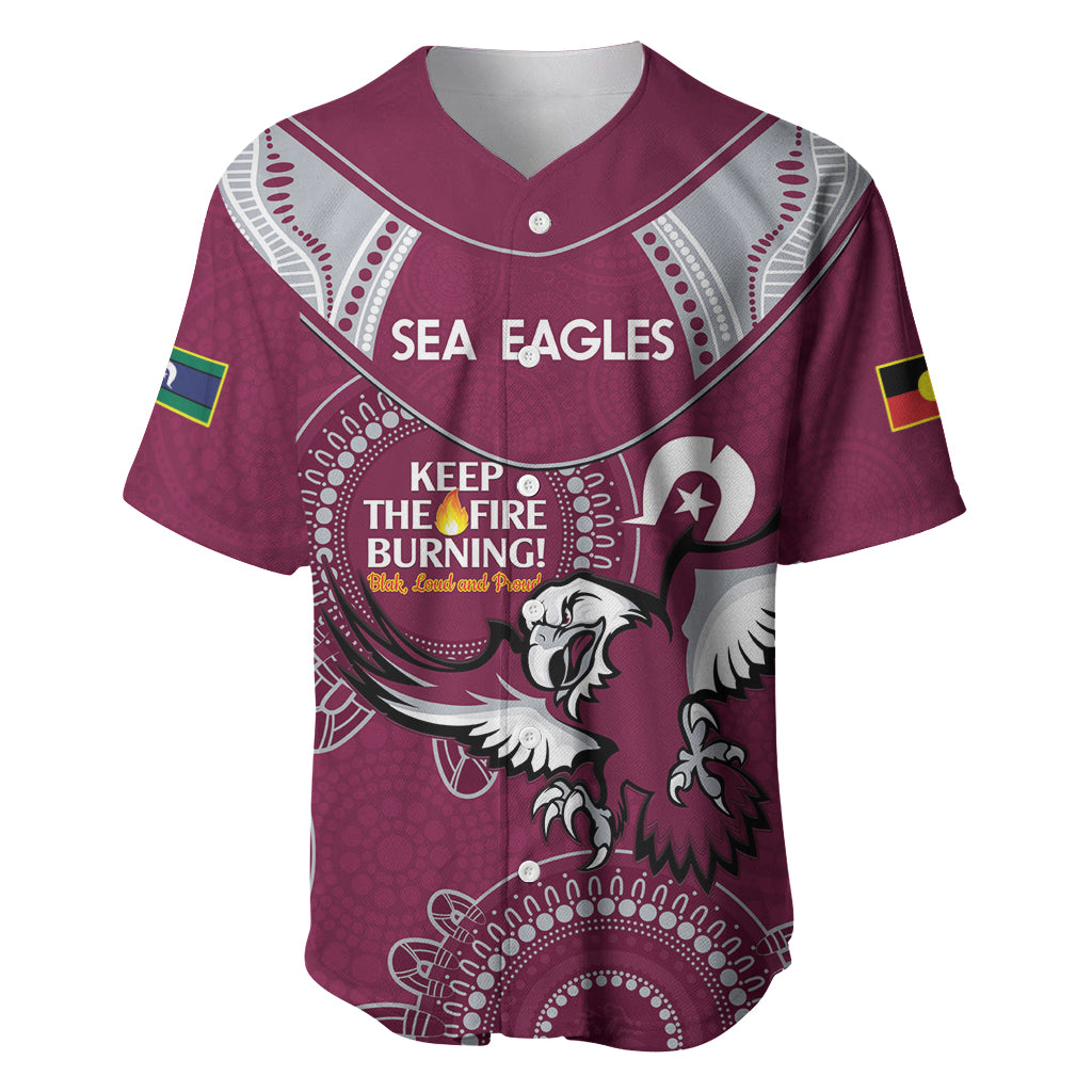 Custom NRL Sea Eagles NAIDOC Week Baseball Jersey Keep The Fire Burning Indigenous Art