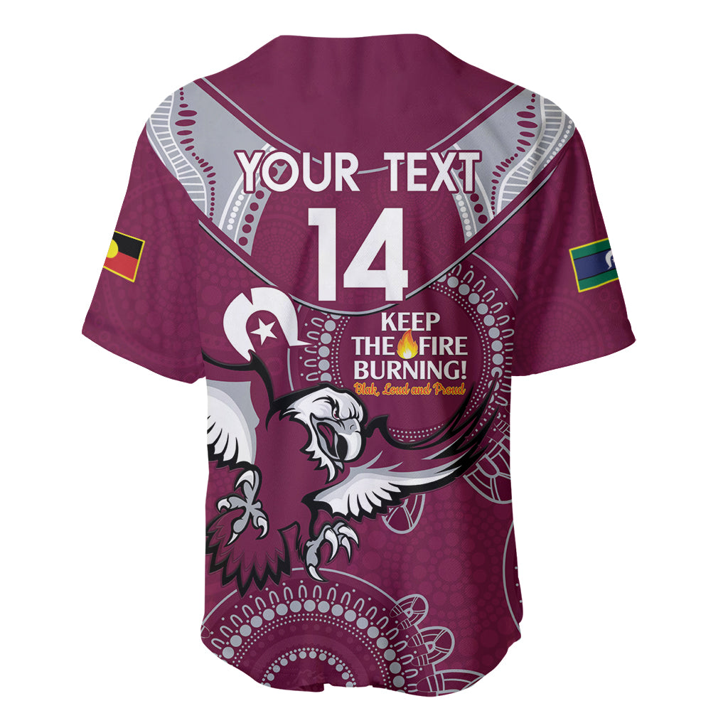 Custom NRL Sea Eagles NAIDOC Week Baseball Jersey Keep The Fire Burning Indigenous Art