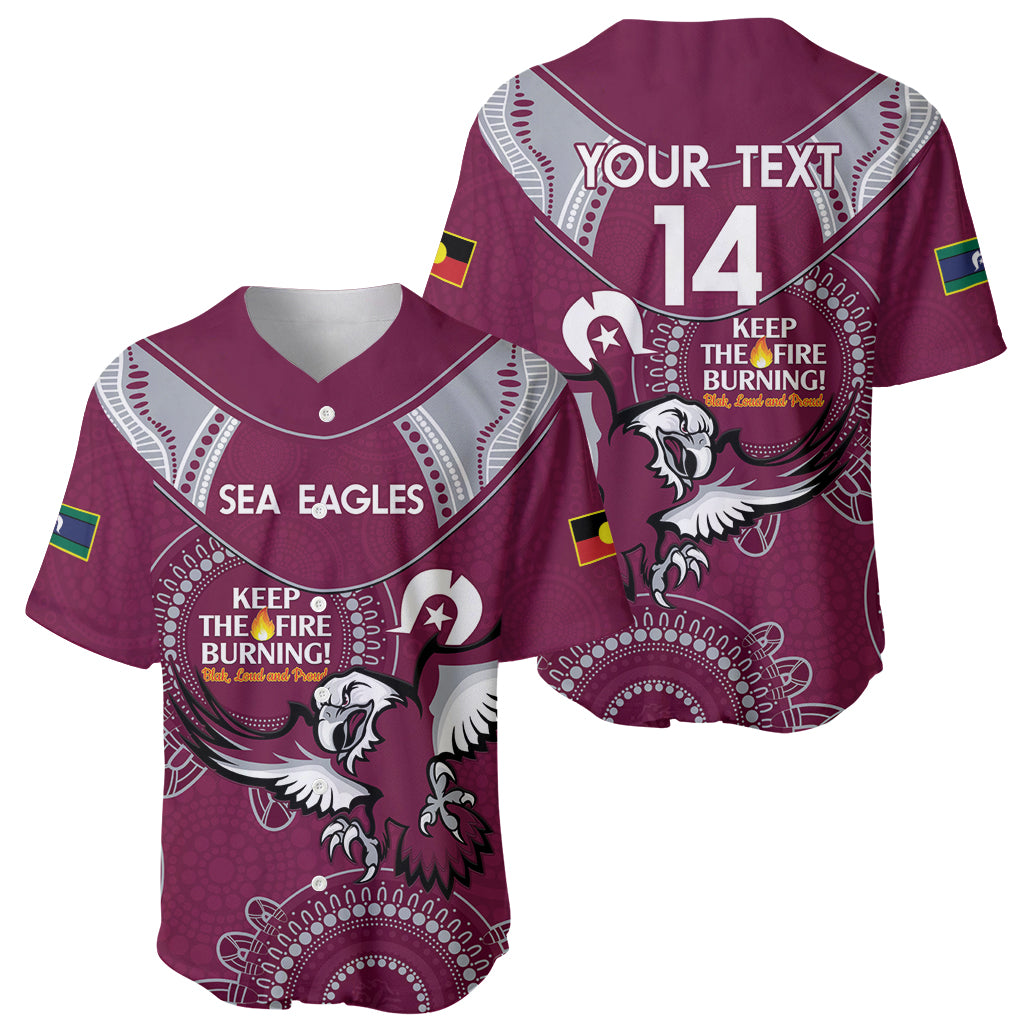 Custom NRL Sea Eagles NAIDOC Week Baseball Jersey Keep The Fire Burning Indigenous Art