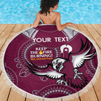 Custom NRL Sea Eagles NAIDOC Week Beach Blanket Keep The Fire Burning Indigenous Art