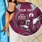 Custom NRL Sea Eagles NAIDOC Week Beach Blanket Keep The Fire Burning Indigenous Art
