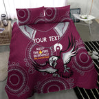 Custom NRL Sea Eagles NAIDOC Week Bedding Set Keep The Fire Burning Indigenous Art