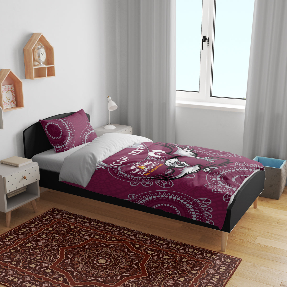 Custom NRL Sea Eagles NAIDOC Week Bedding Set Keep The Fire Burning Indigenous Art