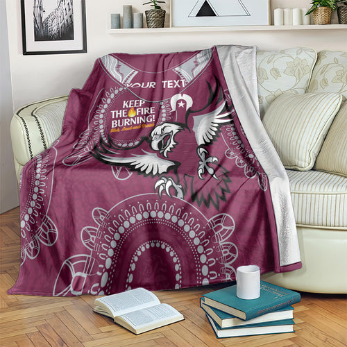 Custom NRL Sea Eagles NAIDOC Week Blanket Keep The Fire Burning Indigenous Art