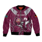Custom NRL Sea Eagles NAIDOC Week Bomber Jacket Keep The Fire Burning Indigenous Art